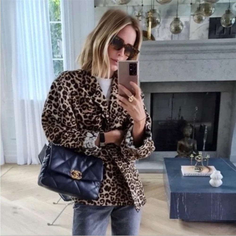 Anine Bing Flynn Leo Leopard Print Jacket XS | Flynn Utility Shirt Jacket Cotton - Picture 9 of 14